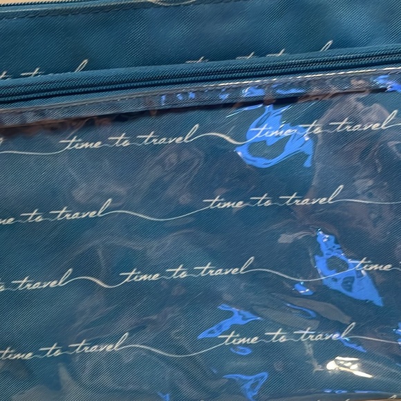 Morgan Home- Travel/makeup bag, blue colored w/white lettering & strap - Picture 4 of 13